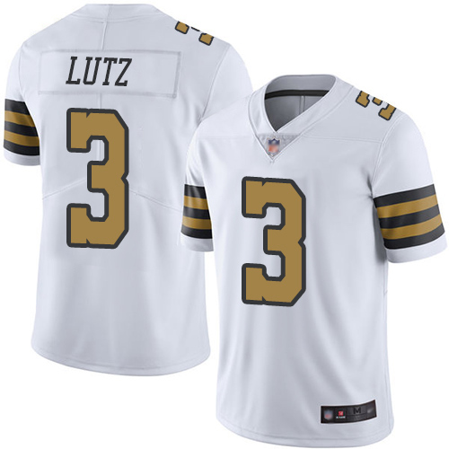 Men New Orleans Saints Limited White Wil Lutz Jersey NFL Football 3 Rush Vapor Untouchable Jersey